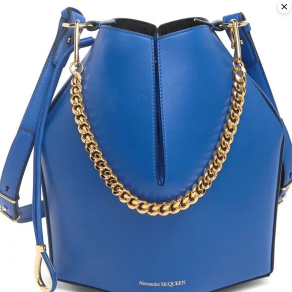ALEXANDER MCQUEEN Blue Leather Bucket Bag LIKE NEW - Picture 8 of 11